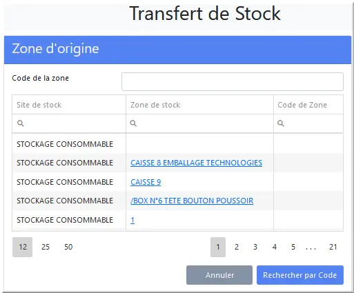Transfert Zone destination